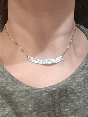 Minimal Silver Necklace Handmade Aluminum Bar, 36cm Chain