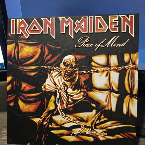 3D embossed Iron Maiden Piece of Mind frame like new with stand