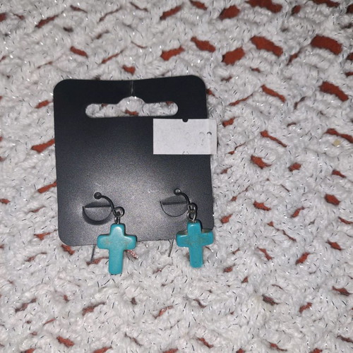 Earrings cross-shaped made of new haolite