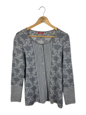 Oleana Floral γιλέκο μεταχειρισμένο, μετάξι και μαλλί, μέγεθος M/L, γκρι