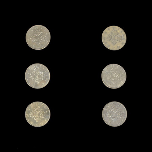 Schilling Austria used, lot of 6 coins 1961-1995