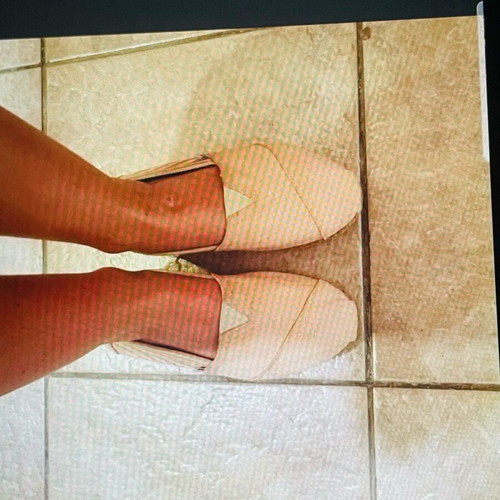 Toms espadrilles like new, pale pink with striped details, size 36