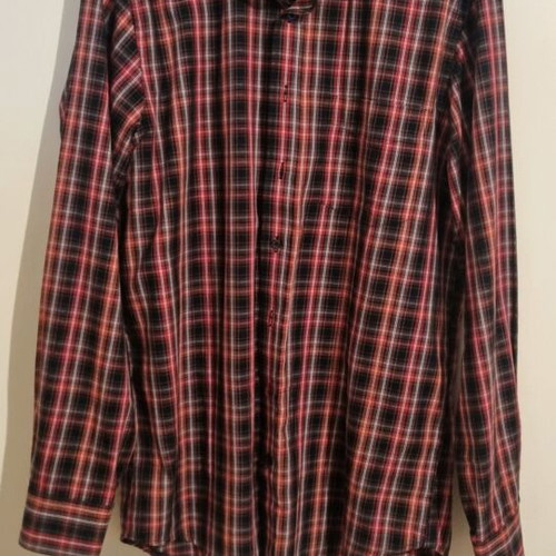 Canda men's shirt with long sleeves, red and black stripes, size Small, like new
