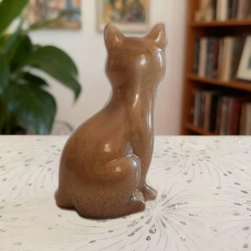 Decorative Golden Cat made of Liquid Glass 10 x 6 cm