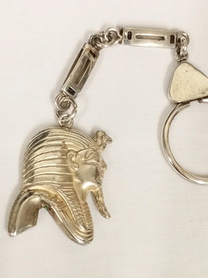 Ασημένιο μπρελόκ Egyptian Pharaoh Tutankhamun vintage, διπλής όψης, μήκος 16,5εκ, 33,2γρ σαν καινούργιο