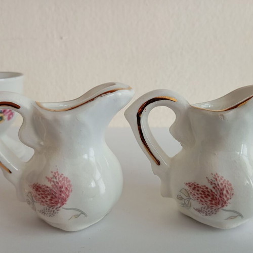 Vintage ceramic miniature set used, Greek made Attiki Keramiki