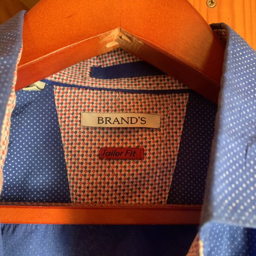 Brand's men's long-sleeve tailor fit shirt XXL like new, blue with red details