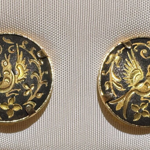 Vintage Damasquinados Suarez Earrings from Toledo, New