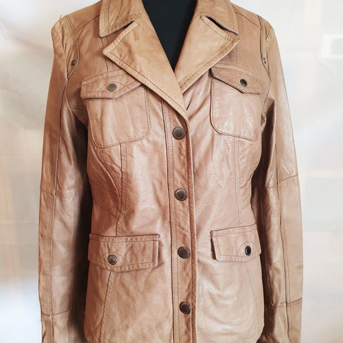 Leather tan jacket S.Oliver used, size small