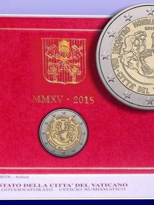 Βατικανό 2 Ευρώ 2015 UNC Συνάντηση Οικογενειών σε blister καινούργιο