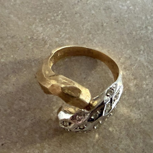 Gold ring with diamonds 14K used, handmade 7 grams