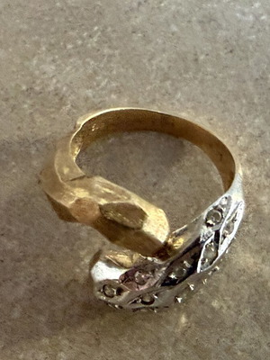 Gold ring with diamonds 14K used, handmade 7 grams