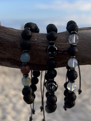 Men's bracelet new with lava and semi-precious stones