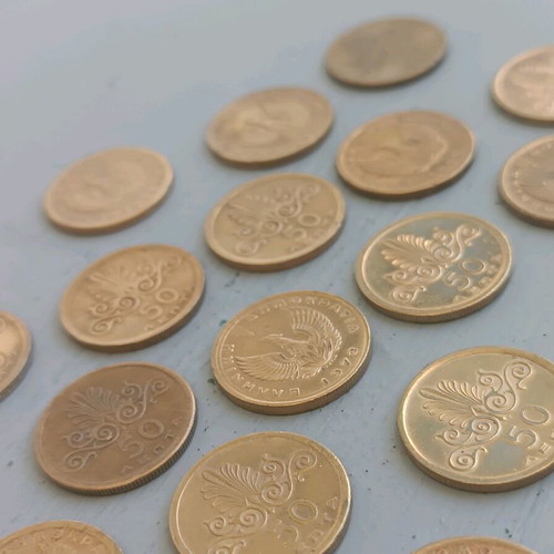 50 Drachma Coins 1973 used, pack of 20