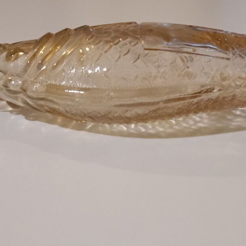 Glass bottle in fish shape used