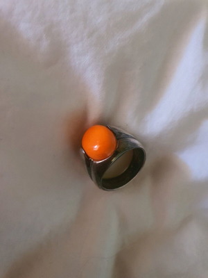 Coral ring 925 silver size 19 like new, vintage