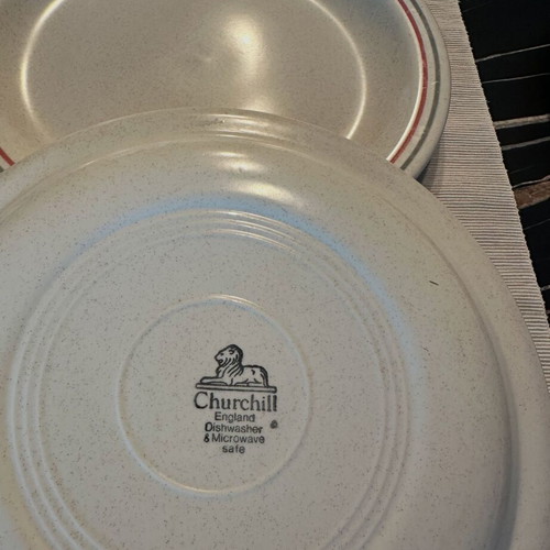Vintage Churchill England Homespun 12-piece dinnerware set used, for 6 people