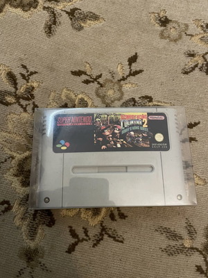 Donkey Kong Country 2 SNES game cartridge used with case