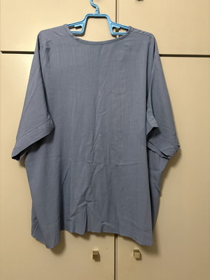 Blue oversized blouse with front twist, made in Italy, XL