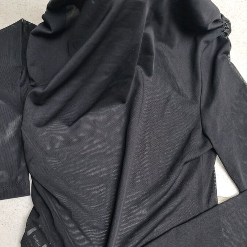 Shein sheer blouse with slant collar like new, black