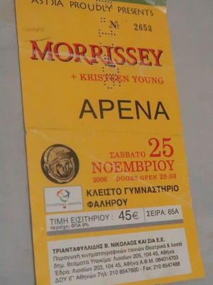 Morrissey concert tickets used, pack of 2