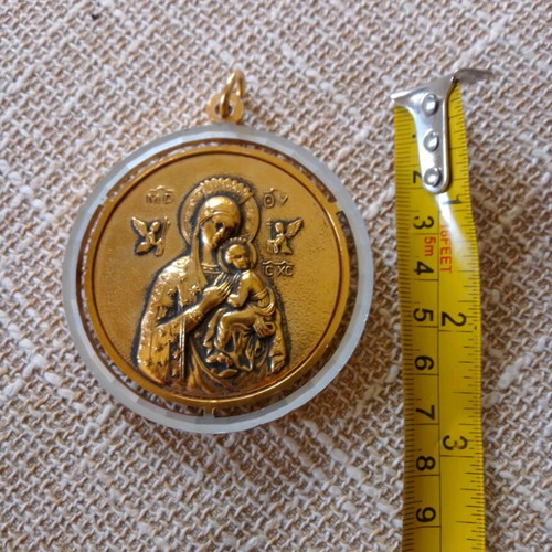 Religious double-sided pendant Panagia & Saint Spyridon used 7cm