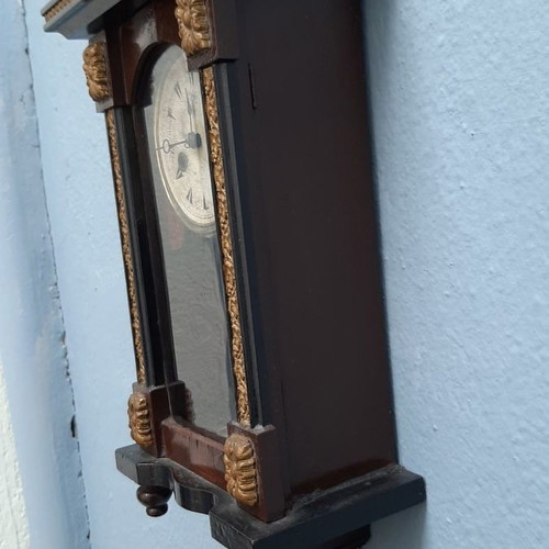 RA Antique Wall Pendulum Clock used, wooden with gold decorations