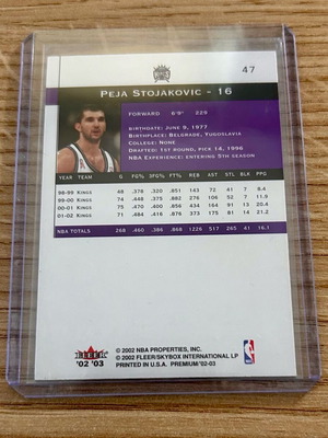 Κάρτα Peja Stojakovic Sacramento Kings Fleer Premium 2002-03 ΠΑΟΚ