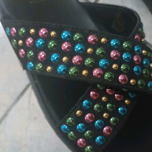 Liu Jo sandals new, black with colorful crisscross strap