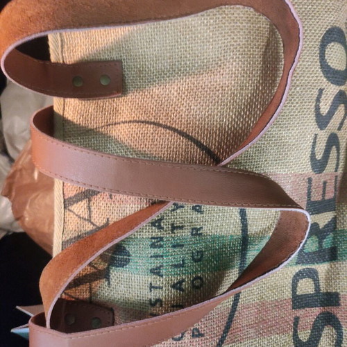 Nespresso tote bag new with jute and leather straps