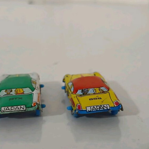 Tin toy lithographed cars used, pack of 2, 1960s