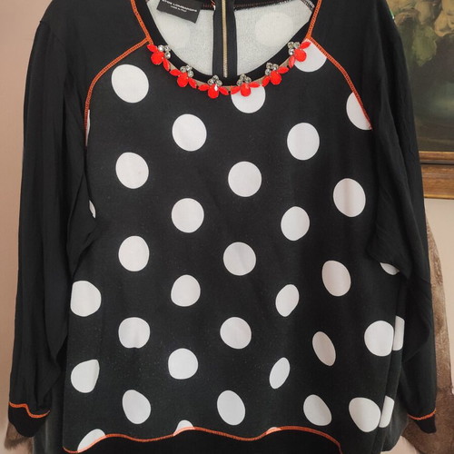 Atos Lombardini thin sweatshirt black with white polka dots like new