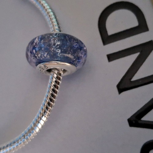 Murano charm for Pandora bracelet, new, soft purple silver 925