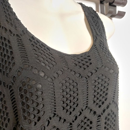 Black long crochet beach dress, one size