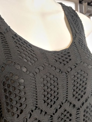Black long crochet beach dress, one size
