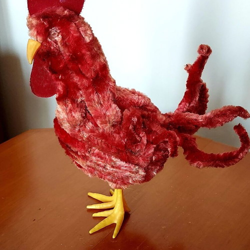Vintage Easter rooster used, velvet decorative item