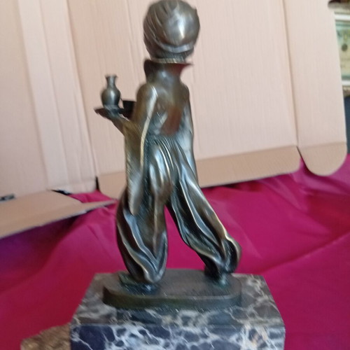 Philhellenic bronze statue on marble base, like new