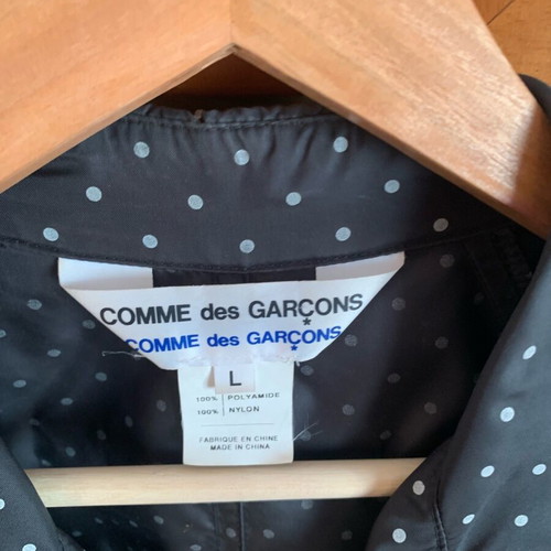 Comme des Garçons waterproof trench coat like new, black polka dot, size L