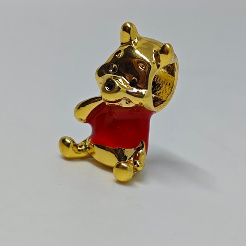 Disney Winnie the Pooh Charm pendant, like new, gold plated with red enamel