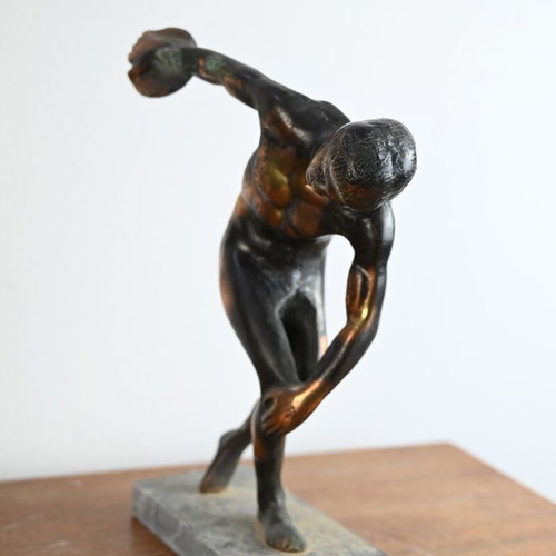 Bronze Discobolus Decorative Statue used, 28 cm height