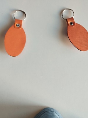 Leather keychains set of 2 with Greek eye design, like new