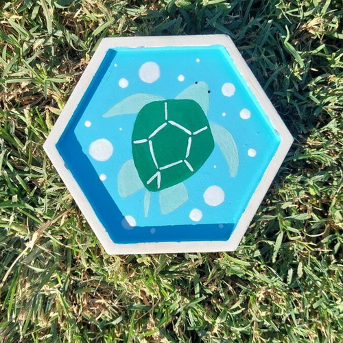 Handmade painted plaster coaster
