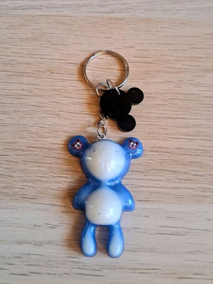 Handmade bear keychain from resin with Mickey new, blue and white