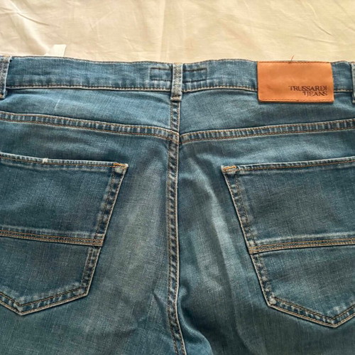 Trussardi men's jeans, blue, cotton blend