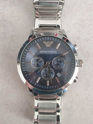 Emporio Armani men's watch used, silver with mark