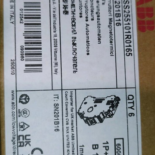ABB B16 L+N rail fuses new, box of 6 pieces