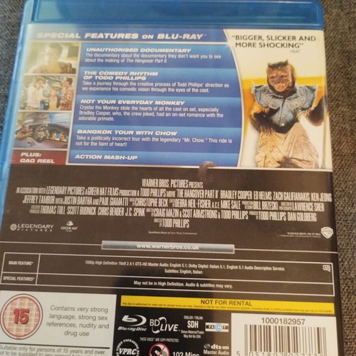 The Hangover Part III Blu-ray like new with English and Italian subtitles