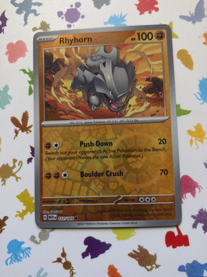 Rhyhorn Card 111/165 Reverse Holo Scarlet & Violet 151 Pokémon TCG new