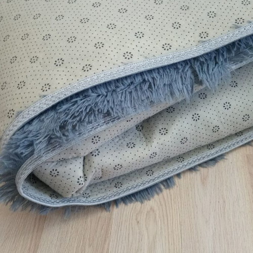 Rug set used, 2 pieces with soft gray texture and anti-slip dots