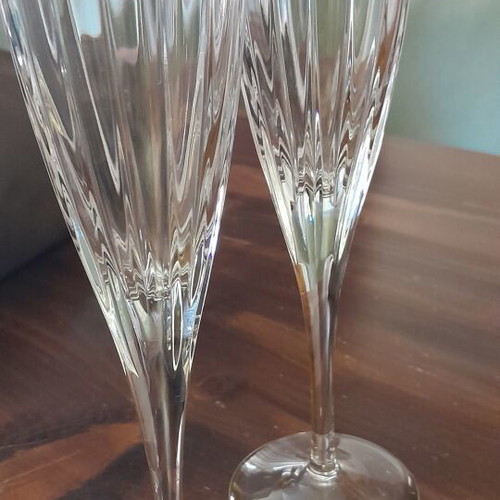 Kosta Boda Illum Atlantis crystal champagne glasses set of 6 like new